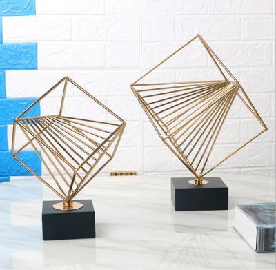 China Art Decor European Rubik's cube metal decoration light luxury gold plated geometric creative decoration for hotel club living room for sale