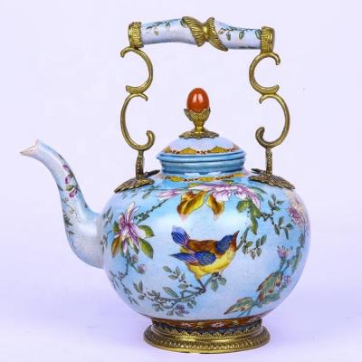 China Art Decor Best-selling Chinese Ceramic Teapot New Hand Painted With Lid Frame Display Chinese Style Antique Crafts for sale