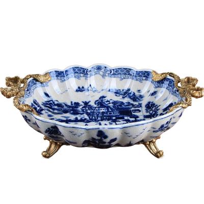 China Art Decor Unique Design Hot Sale Ceramic Gifts Opens Decorative Ceramic Fruit Bowl Fruit Dish For Living Room And Dining Table Top for sale