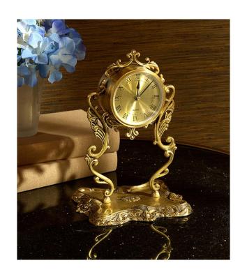 China European Art Decor Clock Brass Clock American Decorative Desk Brass Clock for Study Hotel Luxury Decorations Pure Copper for sale