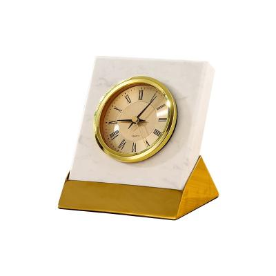 China Nordic traditional modern simple marble clock living room household table clock desktop ornaments for sale