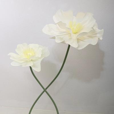 China Custom Double Headed Decoration qq94 Lotus Wedding Artificial Flowers Stand Paper Flowers for Wedding Stage Decoration for sale