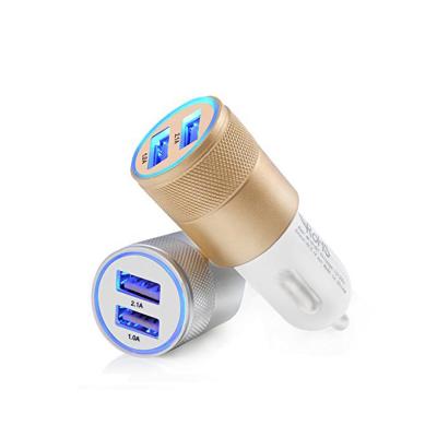 China Consumer Accessories Mobile Car Charger 3.1A Aluminum Alloy 2 Ports Car Fast Charger, Dual Bullet Car USB Chargers, Mini Dual USB 5V 2.4A Fast Car Charger USB for sale