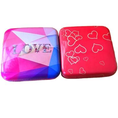 China Gift & Custom Printing Portable Metal Tin Box Craft Rectangle Square Durex Condom Small Metal Box For Condoms for sale