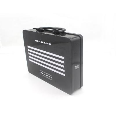 China Recycled materials black portable tin box is high-grade and durable for sale