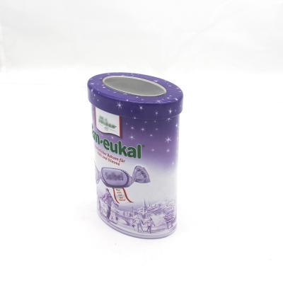 China Recycled Materials Candy Packaging Tin Box With Transparent PVC Lid for sale