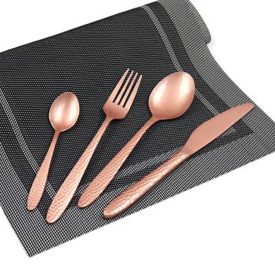 China China Manufacture Disposable Rose Gold Fork Spoon Knife Cutlery Matte Rose Gold Gold Cutlery for sale