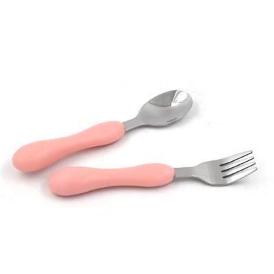 China Sustainable Baby Stainless Steel Toddler Utensils Baby Fork And Spoon Kids Safe Kids Cutlery Set For Safe Dining for sale