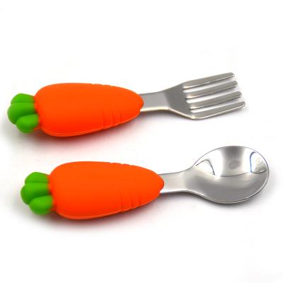 China Stainless Steel Baby Cutlery Set Disposable Baby Spoons And Fork And Spoon Set Forks for sale