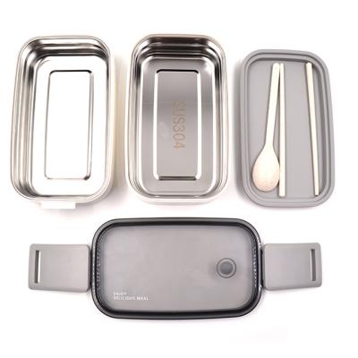 China Modern Stainless Steel Lunch Box-Double Layer Insulated Bento Box Sealed Kept Cool Lunch Box Multifunctional Lunch Containers for sale