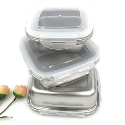 China Keeping Freshness Airtight Food Storage Container Ambient Set 304 Stainless Steel Bento Lunch Box 400ml 750ml 1200ml for sale