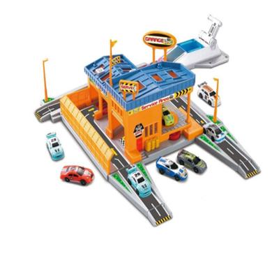 China Slotting Toy DIY Kids Educational Plastic Ejection Vehicle Repair Yard Parking Toys High Speed ​​Inertial Car Racing Track Kids Toy For Boys for sale