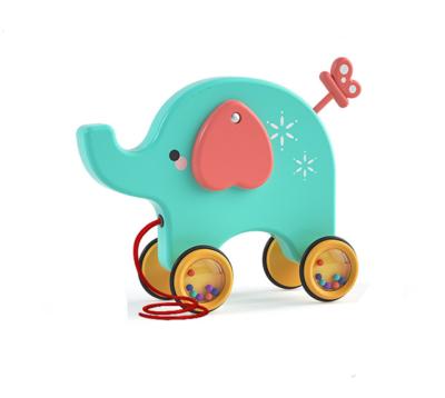 China New Cartoon Baby Cat Duck Oxen Elephant Musical Toddlers Mall Toys Plastic Crawling Toy Plastic Crawling Pull Along Animal for sale