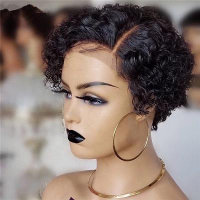 China 13x1 Curly 13x4 Pixie Wig With Baby Hair High Grade 8a Hair Wig Vendor Wholesale Virgin Short Wigs For Color Women Hair for sale