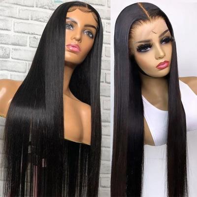 China Body Wave Bone Straight Hair Lace Frontal Wigs Wholesale High Quality Human 12a Virgin Lace Wigs Pre Plucked Overnight Delivery Lace Wigs for sale