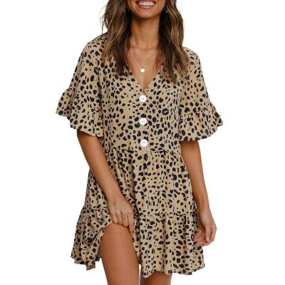 China Other free shipping SD319 women summer dress 2021 hot sale new leopard print mini floral leopard print dresses for sale