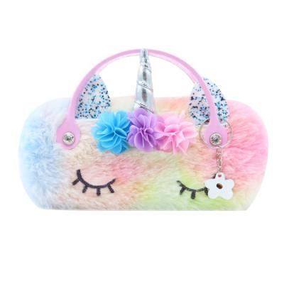 China Custom cute colorful unicorn eye design glass storage logo holder kids sunglasses case with handle for sale