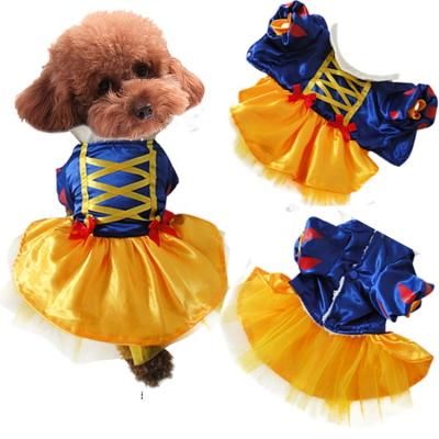 China 2021 Cute Pet Halloween Snow White Viable Dog Costume Cosplay Dress For Puppy for sale