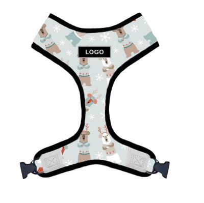 China 2021 Personalized Christmas Subject Padded Soft Dog Harness Set Pet Harness Chest Back With Rope for sale