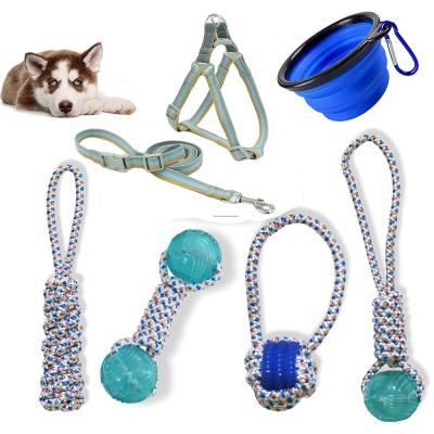 China Viable Hot Sales 7 Packs Dog Gift Set Harness Leash Toy Foldable Bowl Reflective Rope for sale