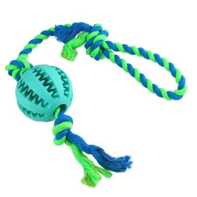 China New Designed Viable Food Leakage Dog Chewing Toy With Rope Durable Dog Molar Toy for sale