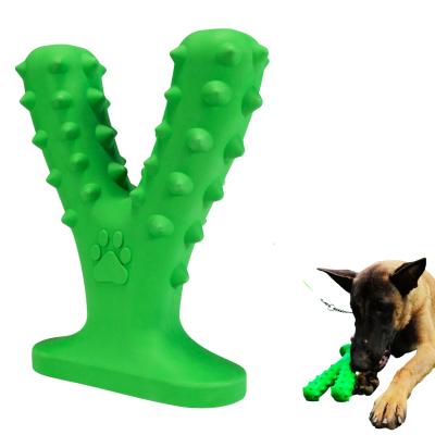 China Sustainable Durable Branch Shaped Dog Chew Toy Wholesale Rubber Dog Molar Stick With Holder for sale