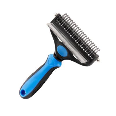 China 2021 Newest Viable 2 In 1 Open Pet Hair Knot Deshedding Comb Dog Hair Removing Brush for sale