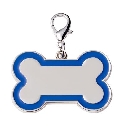 China 2021 Customized Dog ID Tag Color Edge Metal Bone Shaped Sublimation Personalized Engraved Dog Pendant for sale