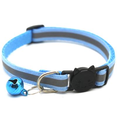 China Customized 2021 Multi Colors Reflective Pet Adjustable Collar Cat Collar With Bell for sale