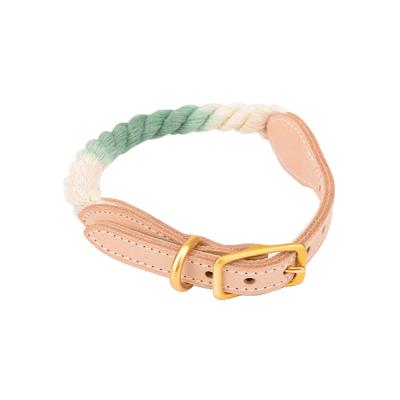 China Newest Custom Woven Personalized Dog Collar Gradient Color Comfortable Leather Pet Collar for sale