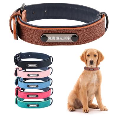 China Quick Release Customization Luxury Leather Dog Collar High Quality Adjustable Pet Collar for sale