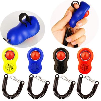 China Large Pet Button Sustainable Dog Clickers Training Clicker With Finger Wrist Strap for sale