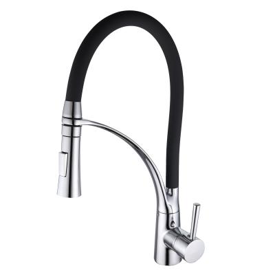 China China Factory Modern Solid Brass Black Pull Down Spring Kitchen Faucet for sale