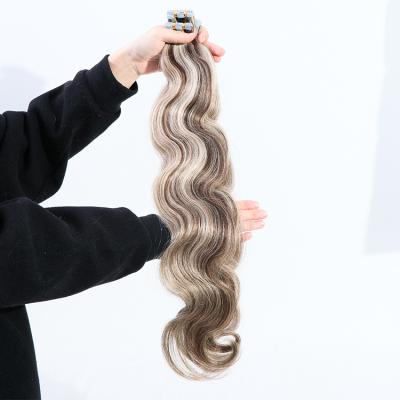 China Hot Selling Virgin Hair Extension Real Russian Hair Silky Straight Wave Raw Tape In Hair Extension Human en venta