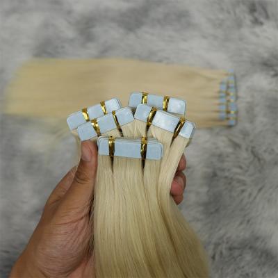 China Silky Straight Human Wave 100% Virgin Tape Hair Extension 613 Blonde Hair Tape In European Hair Extensions for sale