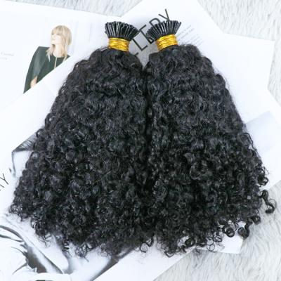 China Micro Curly Hair Extension 100% Unprocessed Hair Extension 100% Customized Kinky Curly Link Curly I Tip Hair Extension for sale