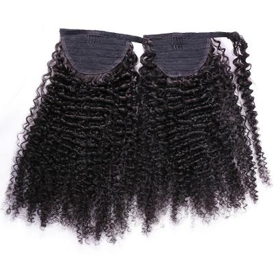 China 100g #1 Kinky Virgin Peruvian Human Hair Kinky Curly Ponytail 20