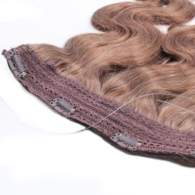 China Long lasting silky straight wave halo hair extensions with wire and staples double halo raw virgin human hair for sale