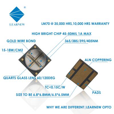 China Het hoge Straling 12W Uv Genezen leidde 385 NM 395 NM 405 NM 6868 Geleide Uv het Genezen Roterende Druk Violet Smd Led Chip Te koop