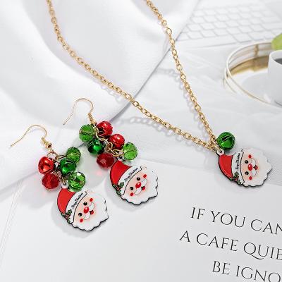 China Fashion Christmas Santa Necklace Jewelry Set TRENDY Gifts Chain Earrings for sale