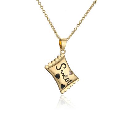 China Trendy Fashion Copper Zircon Gold Plated Candy Necklace Women Sweet Fantasy For Girls for sale