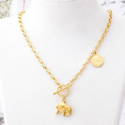 China Trendy Fashion Round Queen Elizabeth Stainless Steel Elephant Chain Necklace For Women for sale