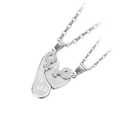 China New TRENDY Stainless Steel Fashion Couples Necklace I Love You for sale