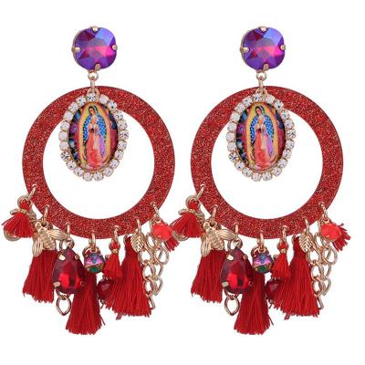 China Wholesale FASHIONABLE Large Circle Handmade Virgin Crystal Maria Bohemian Earrings for sale