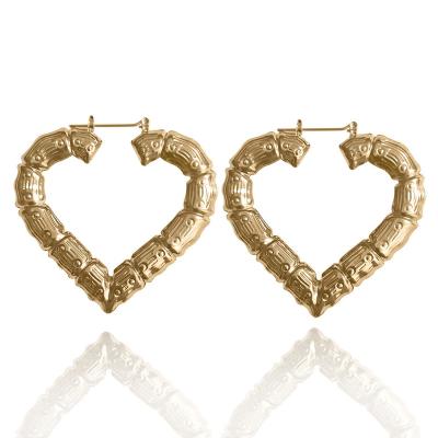 China TRENDY Heart Circle Jewelry Bar Party Fashion Bamboo Bamboo Earrings Large For Women for sale