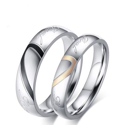 China TRENDY Fashion Jewelry Stainless Steel Ring Love Shape Couples Ring for sale