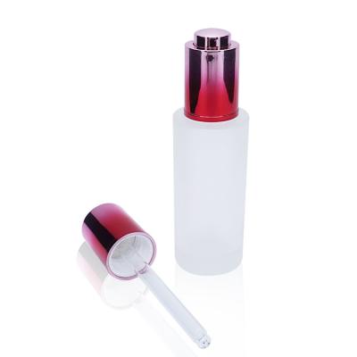 China Non Spill 20mm Aluminum Gradient Purple Push Button Dropper For Serum Bottle for sale