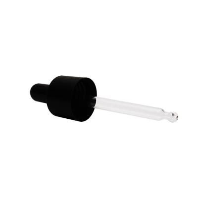 China Non Spill 24/410 Black Smooth Glass Dropper Cap Pipette For Essential Oil Bottle for sale