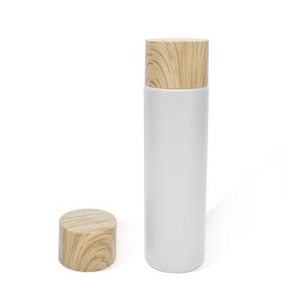 China Non Spill 24mm Water Transfer Pattern Wooden Printing Plastic Double Wall Cap For Bottle for sale