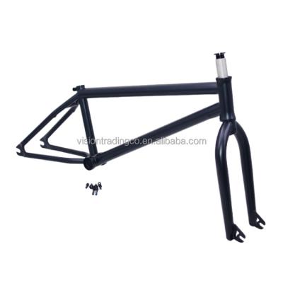 China 20 inch BMX stock ready bmx frame chromoly 4130 CRMO fork with removable brake pivots design in matte black color for sale